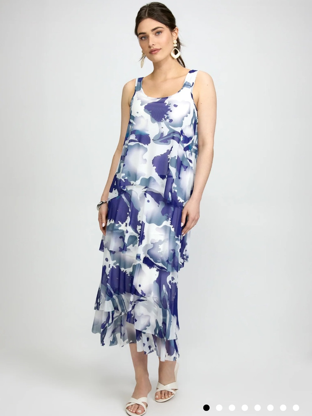 Laura Marble Print Maxi Dress Blue White Pattern